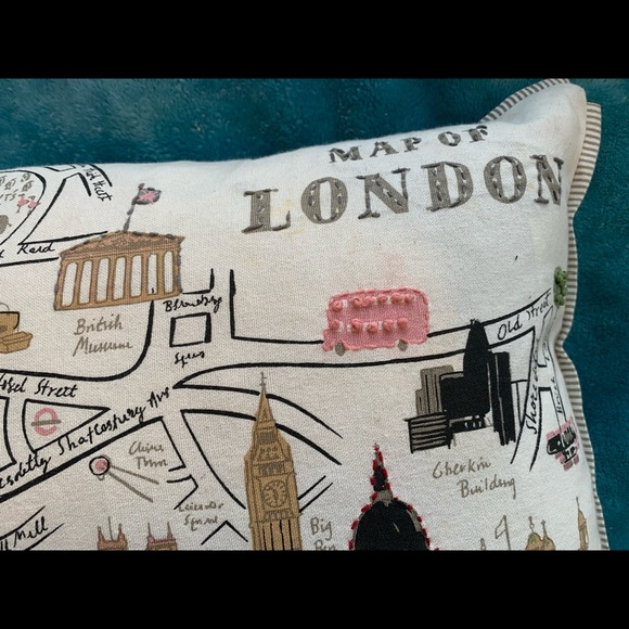 Map of London Down Throw Pillow NOWT - Picture 5 of 6